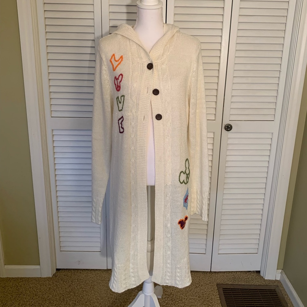 Walt Disney World Disneyland Resort Y2K Hooded Embroidered Cardigan Duster XL